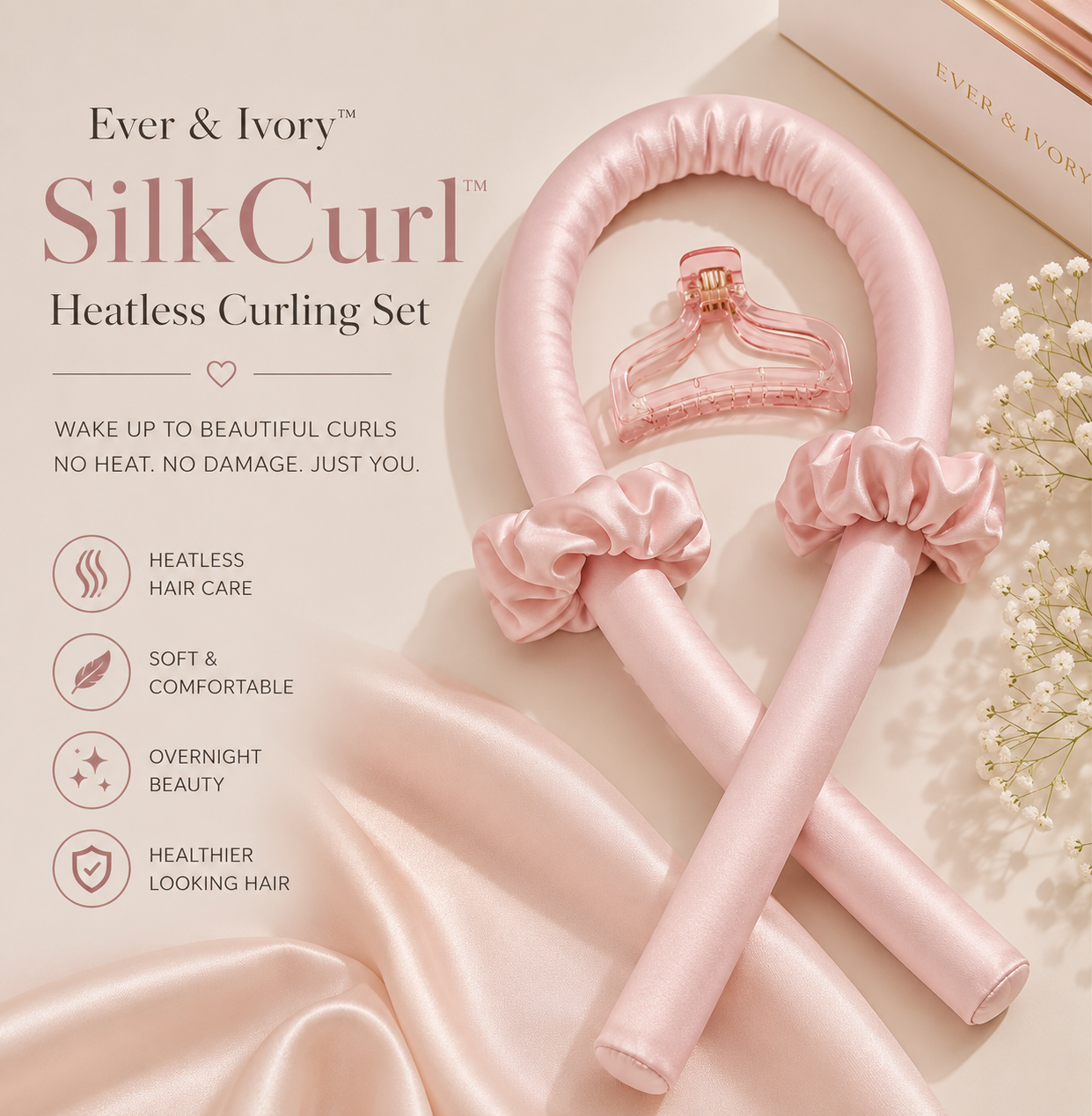 Ever & Ivory™ SilkCurl™ Heatless Curling Set