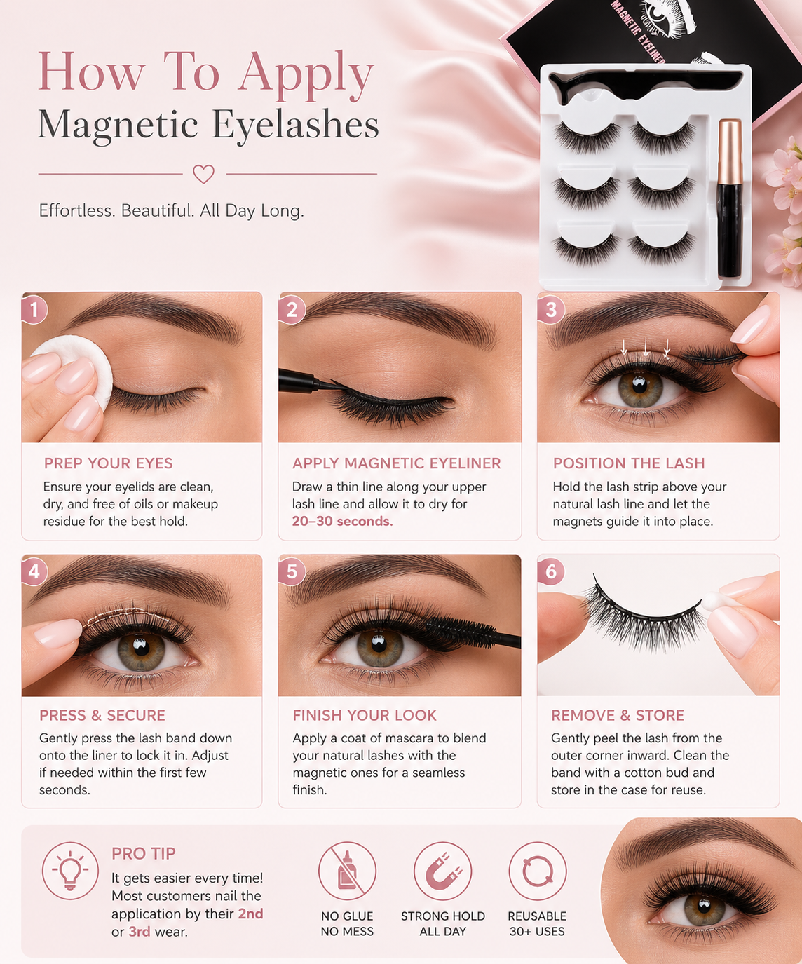 Ever & Ivory™ LumiLash™ Glam Natural Style (Magnetic eyelashes)
