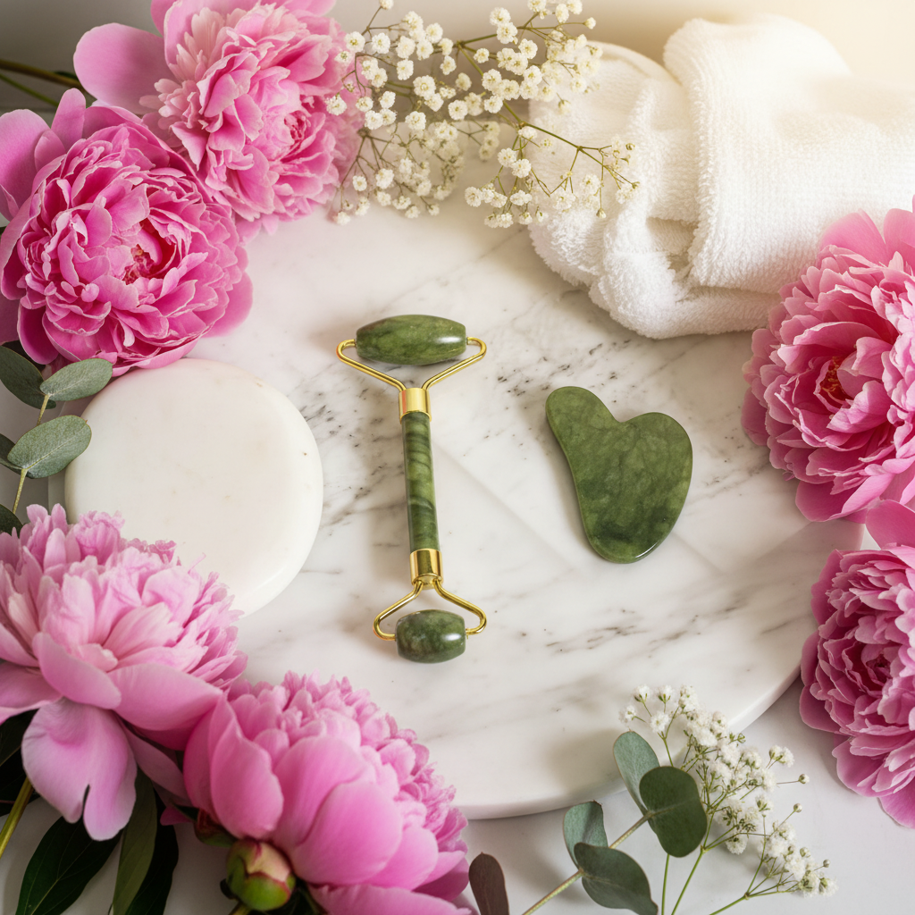 Marble Tray with Pink Peonies